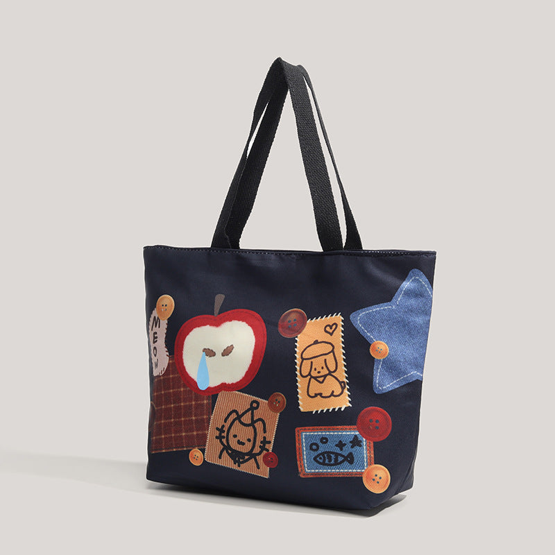Sarah Express Printed Canvas Tote Bag Dark Blue