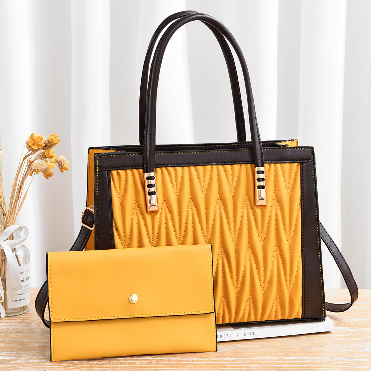 Sarah Express Structured Large Capacity Messenger Shoulder Bag Yellow