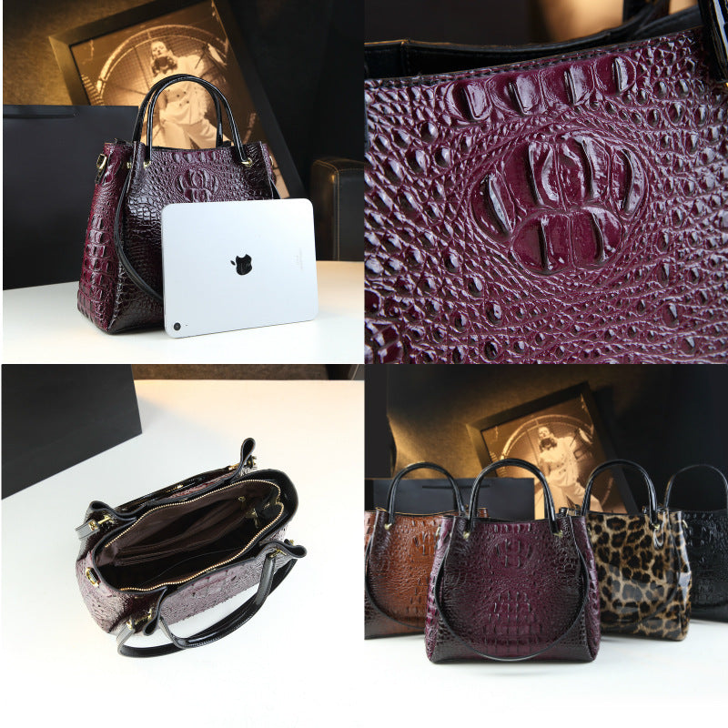 Sarah Express Crocodile-Print Textured PU Leather Shoulder Bag