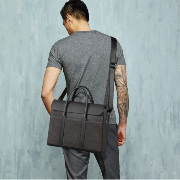 Sarah Express Business Cowhide Leather Laptop Messenger Bag