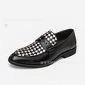 Sarah Express Men's Pointed-Toe Patchwork Dress Shoes Black