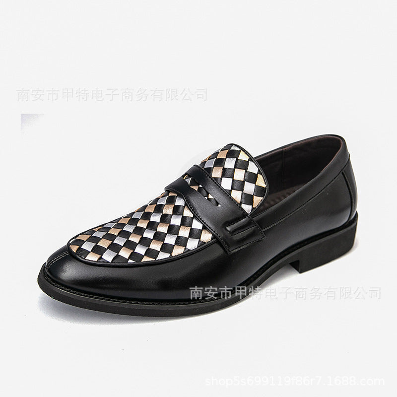 Sarah Express Men's Pointed-Toe Patchwork Dress Shoes Black