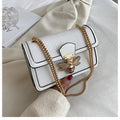 Sarah Express Retro Bee Emblem Chain Messenger Bag White
