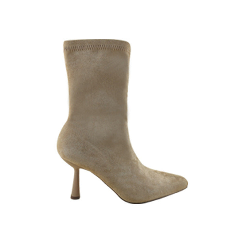 Sarah Express Women's Suede Mid-Calf Stiletto Boots