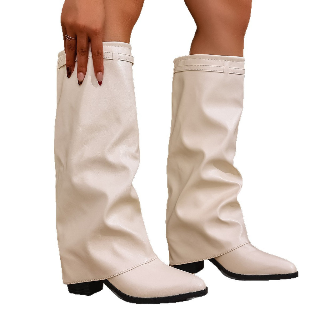 Sarah Express Chunky Heel Over-the-Knee British Style Boots