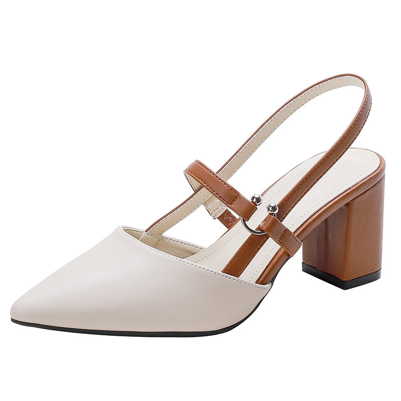 Sarah Express Pointed-Toe T-Strap Chunky Heel Shoes