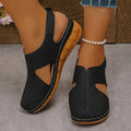 Sarah Express Breathable Open-Toe Wedge Sandals Black