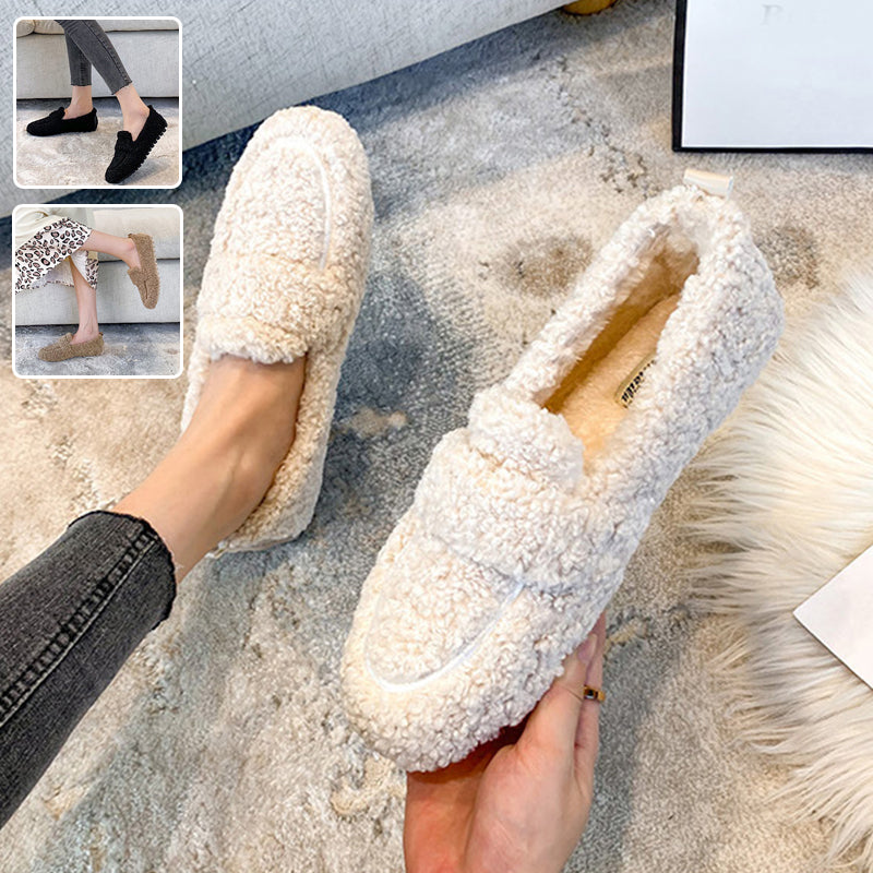 Sarah Express Plush Lamb Wool Slip On Loafers