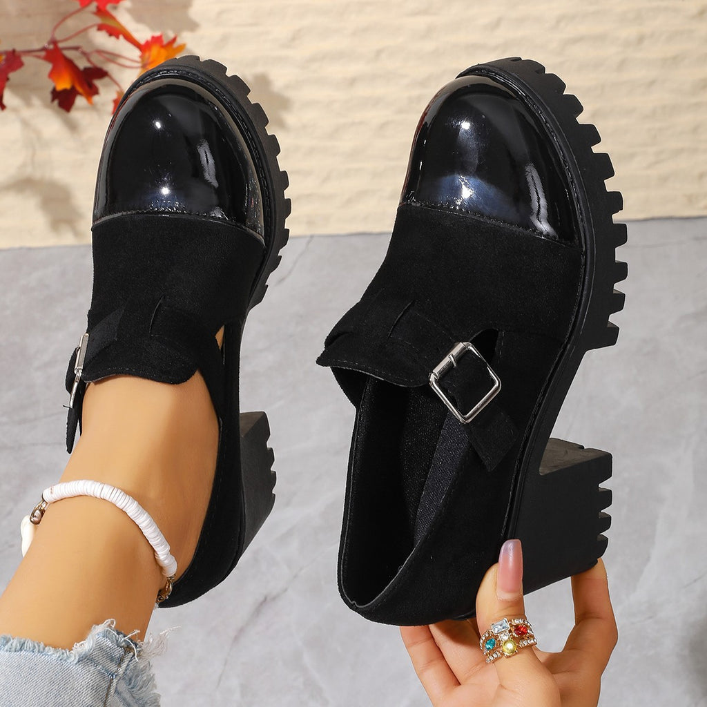 Sarah Express British-Style Chunky Heel Buckle Pumps