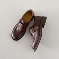 Sarah Express Washed Leather Monk Strap Loafers Brown