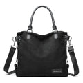 Sarah Express Vintage Suede Tote Shoulder Bag Black
