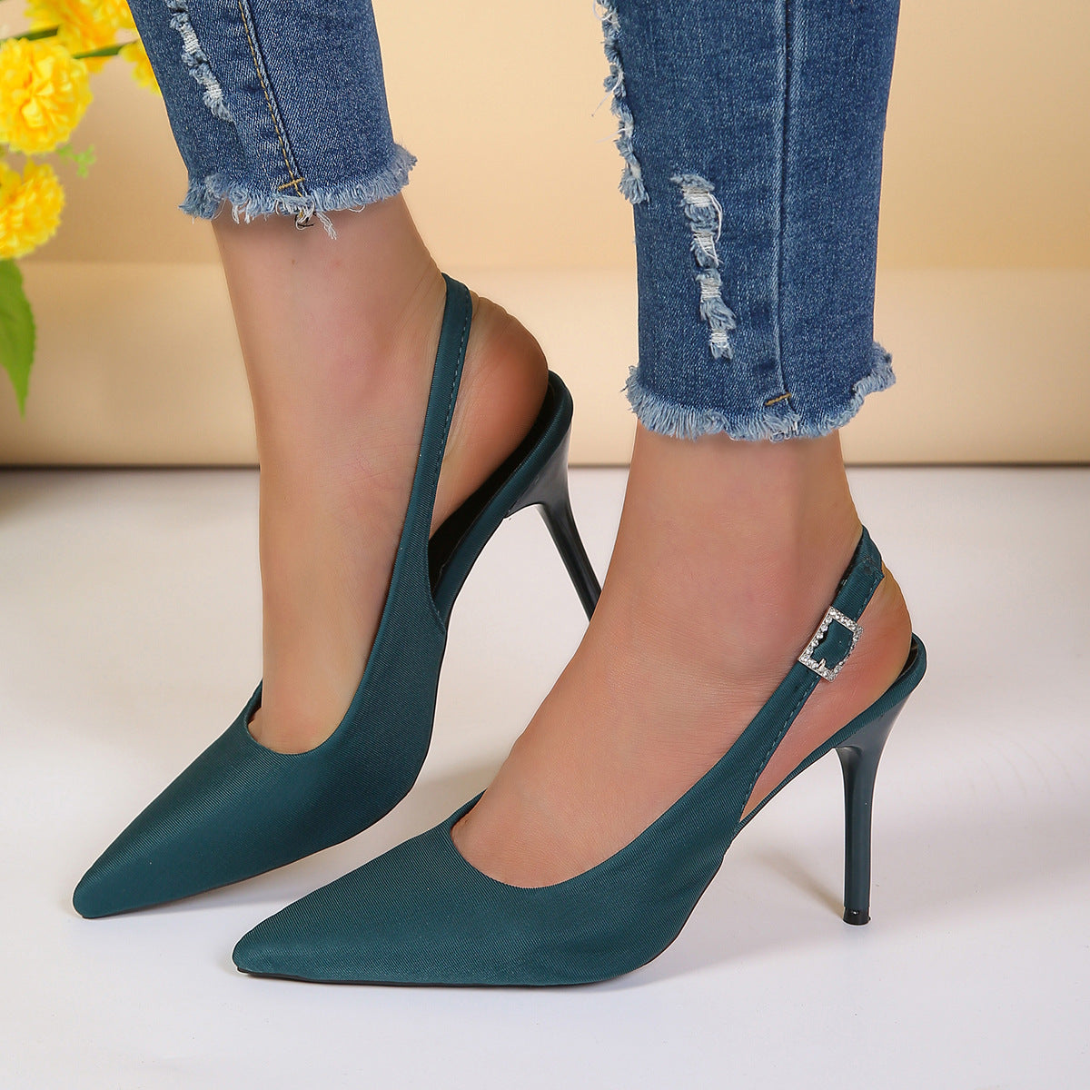 Sarah Express Pointed Toe Buckle Strap Stiletto Sandals