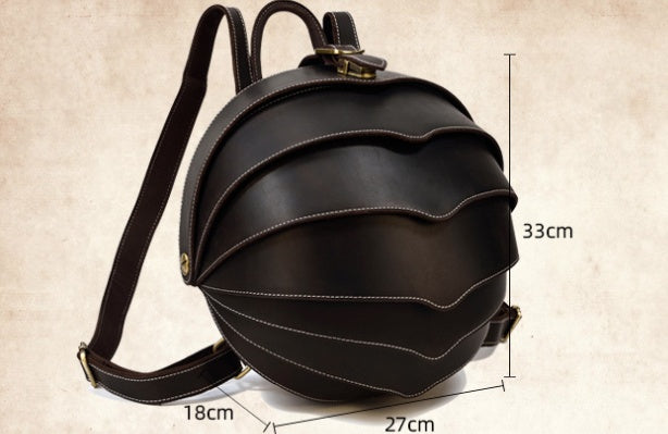 Sarah Express Vintage Leather Beetle Shell Backpack