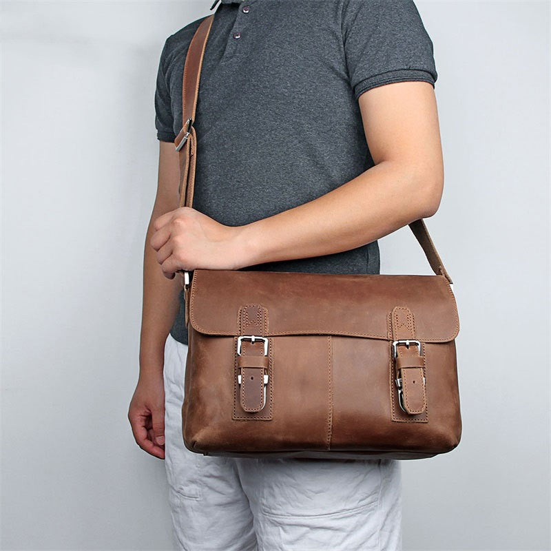 Sarah Express Vintage Leather Men's Crossbody Messenger Bag