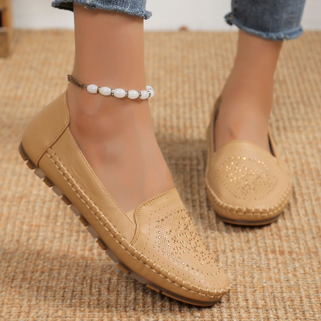 Sarah Express Handmade Stitched Gommino Flat Loafers