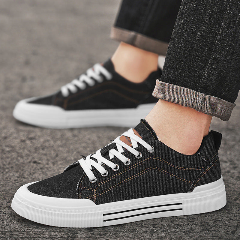 Sarah Express Men's Breathable Canvas Casual Sneakers Black