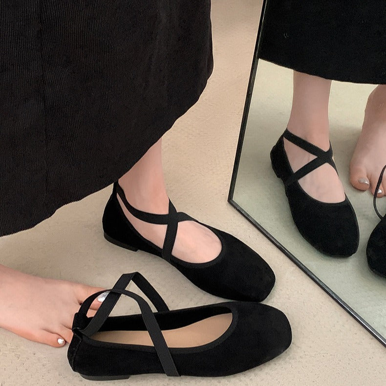 Sarah Express Square Toe Mary Jane Chunky Flats