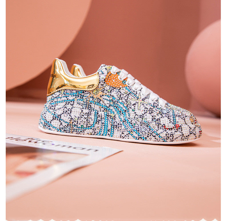 Sarah Express Rhinestone Platform Sneakers with Colorful Laces