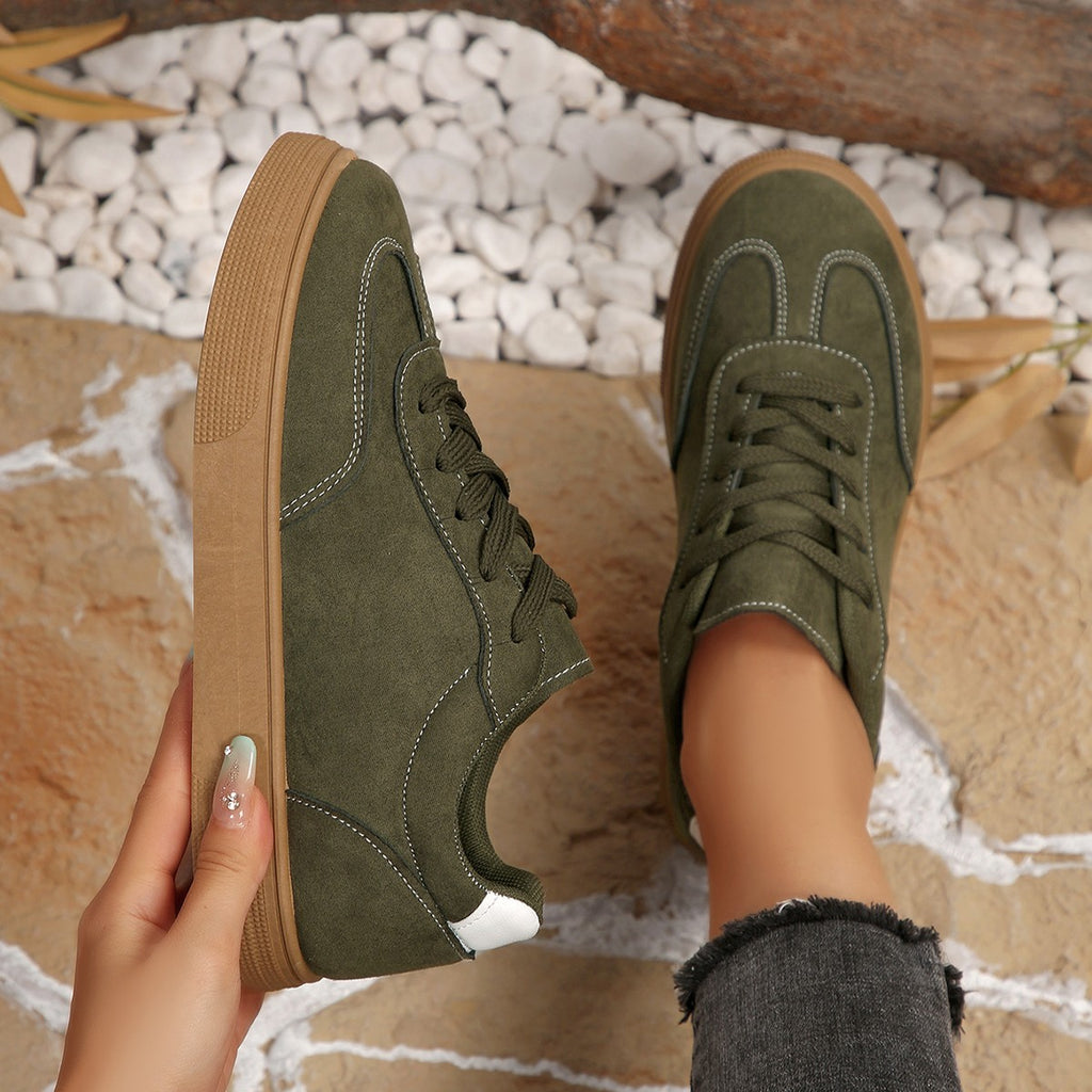 Sarah Express Women's Suede Casual Lace-Up Sneakers