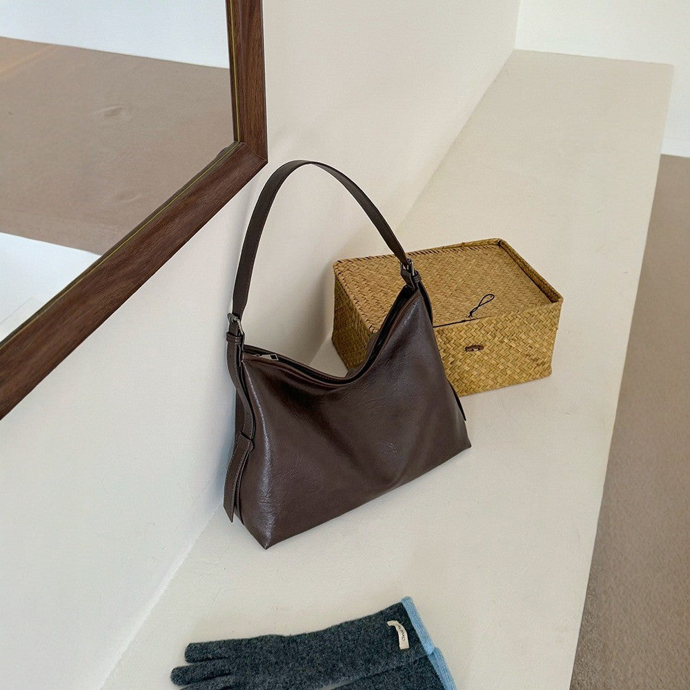 Sarah Express Structured PU Leather Bucket Tote Bag