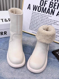 Sarah Express Women's Non-Slip Platform Winter Snow Boots White