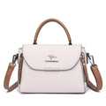 Sarah Express Structured Leather Crossbody Shoulder Bag Light Gray