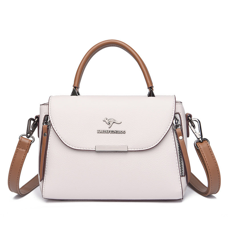 Sarah Express Structured Leather Crossbody Shoulder Bag Light Gray