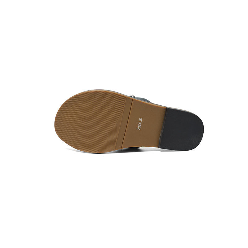 Sarah Express Studded Leather Slide Sandals Flat Mules