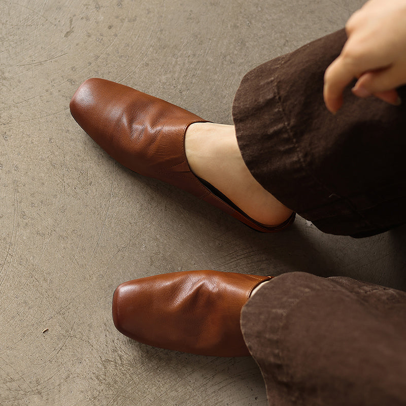 Sarah Express Handmade Waxed Sheepskin Ruched Mule Slides