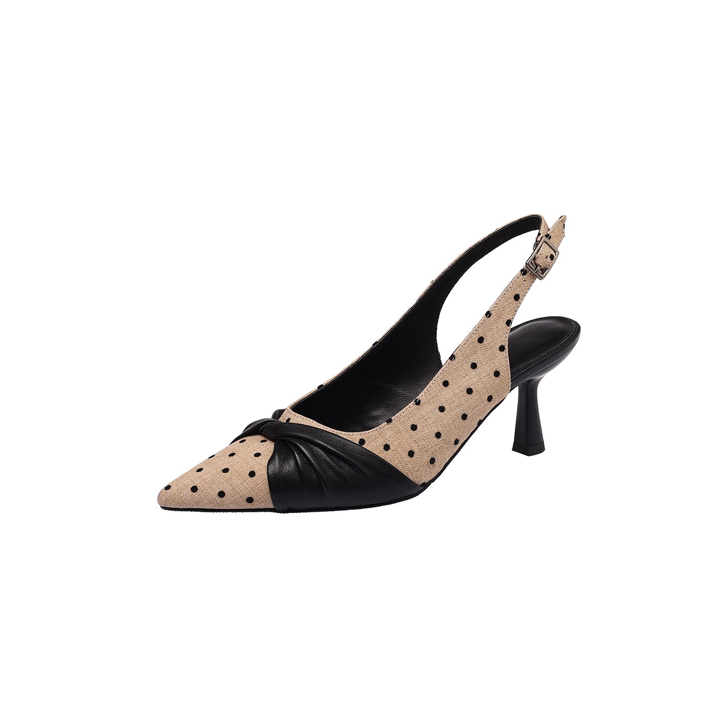 Sarah Express Polka Dot Lambskin Slingback Pumps Beige