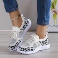 Sarah Express Women's Lightweight Leopard Print Casual Sneakers White