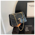 Sarah Express Crocodile-Print Chain Crossbody Bag Black