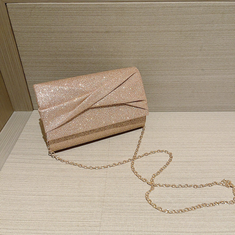 Sarah Express Gold Shimmer Envelope Clutch Crossbody Bag