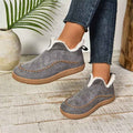 Sarah Express Women's V-Cut Plush Lined Ankle Boots Dark Grey