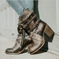 Sarah Express Retro Chunky Heel Ankle Boots Gray