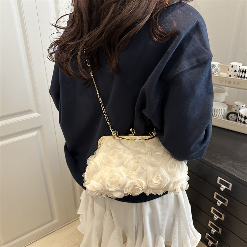 Sarah Express Rose Pattern Chain Strap Crossbody Bag