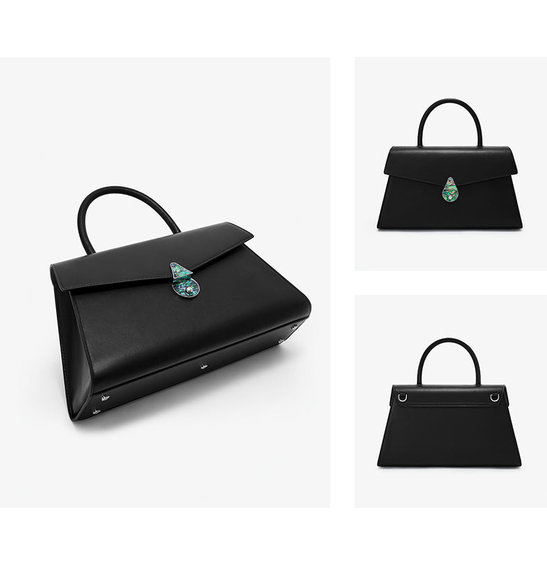 Sarah Express Structured Leather Messenger Bag Flap Latch