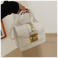 Sarah Express Plaid Chain Detail Small Square Bag White