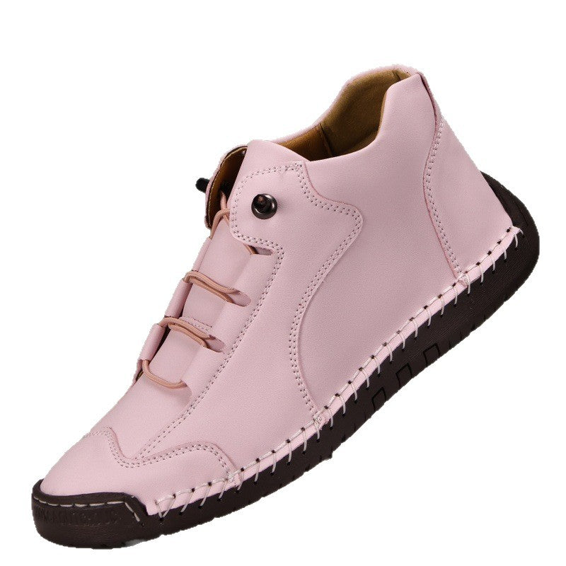Sarah Express Women's Casual Lace-Up Flat Sneakers Pink