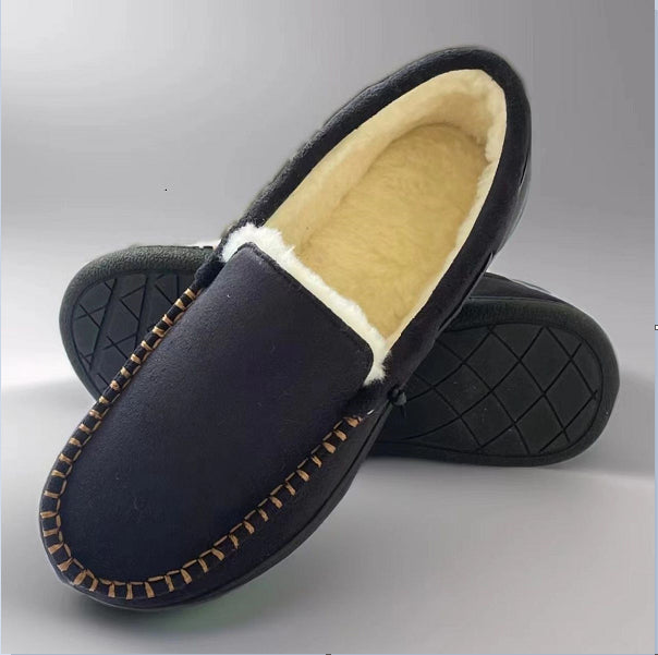 Sarah Express Velvet Lined Winter Slip-On Flats Black