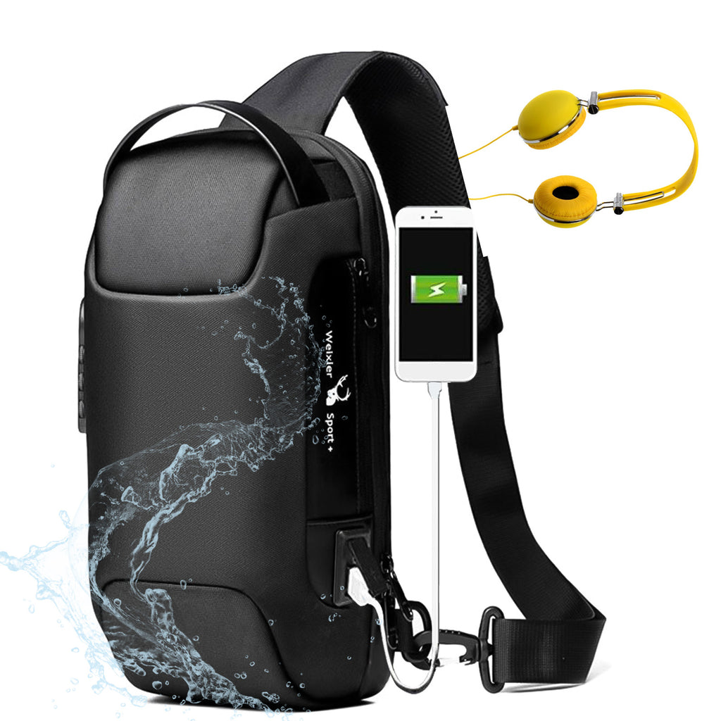 Sarah Express Waterproof Anti-Theft USB Chest Sling Bag
