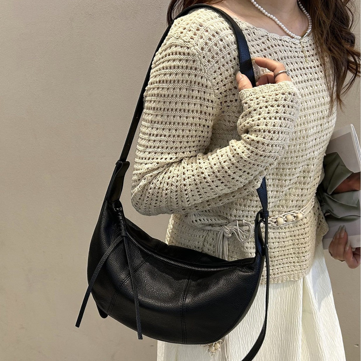 Sarah Express Top-Grain Cowhide Dumpling Crossbody Bag