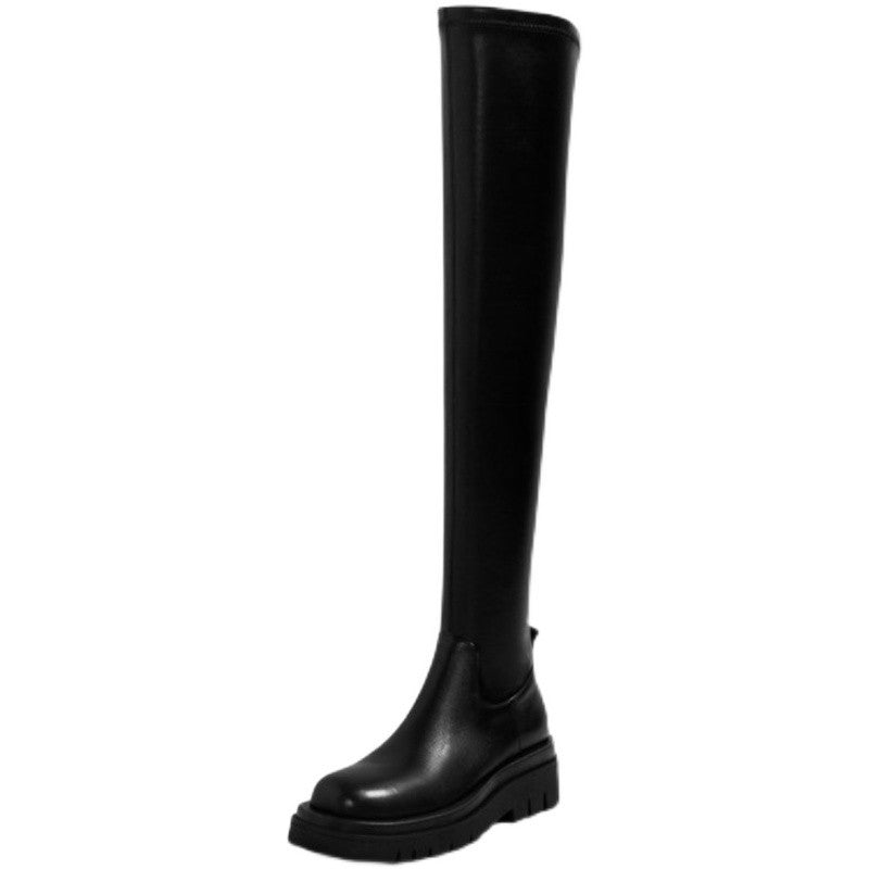 Sarah Express Chunky Heel Knee High Winter Boots