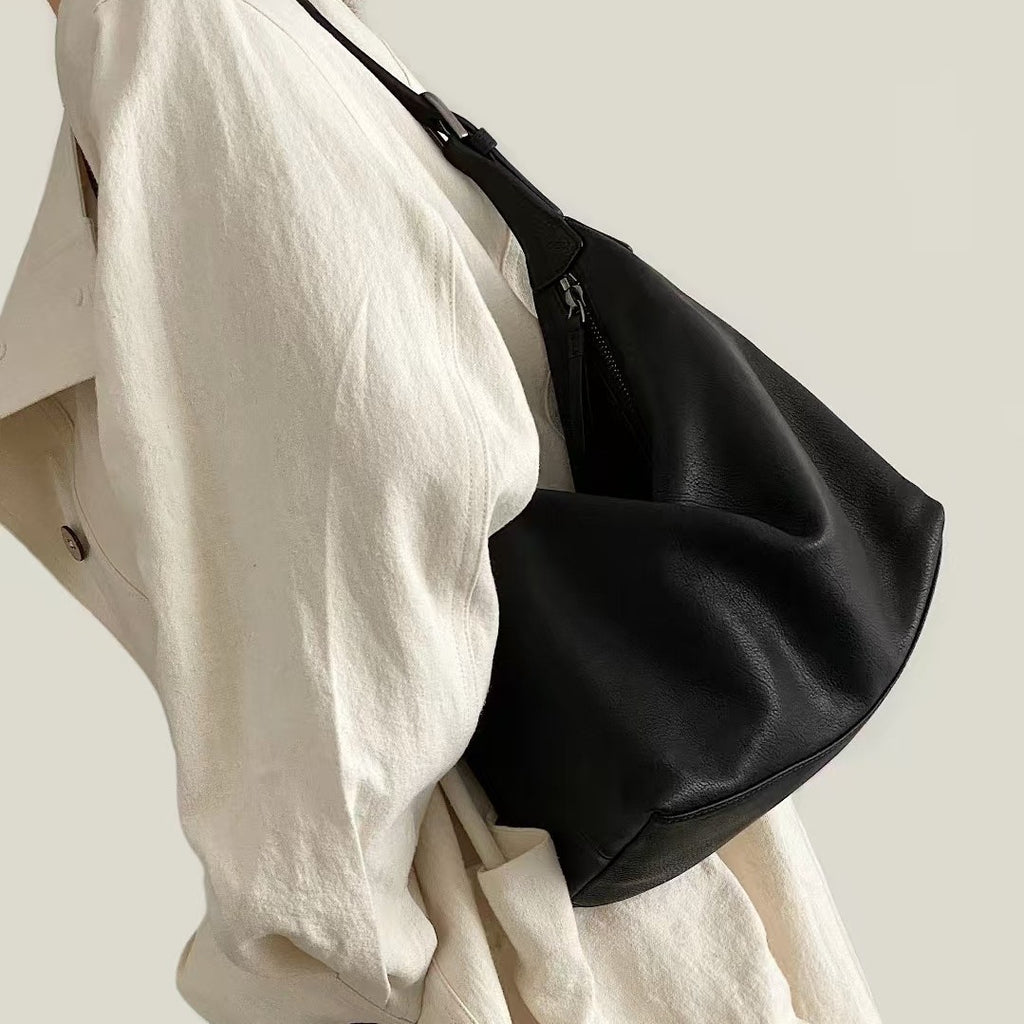 Sarah Express Matte Cowhide Leather Vertical Crossbody Bag