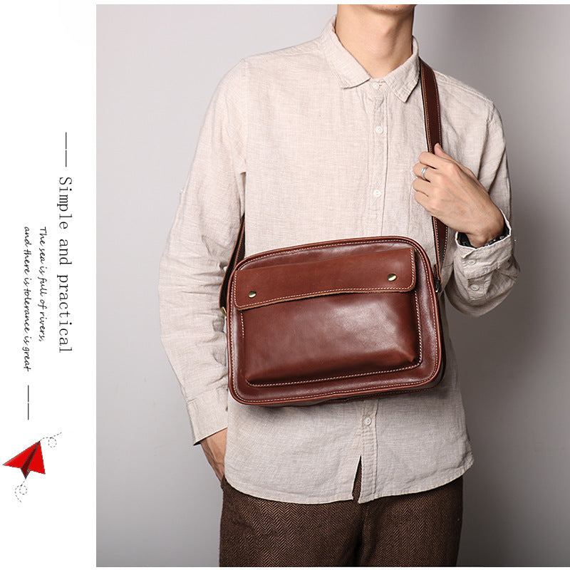 Sarah Express Men's Cowhide Leather Casual Shoulder Bag