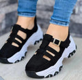 Sarah Express Women's Buckle Strap Thick Soled Sneakers Black