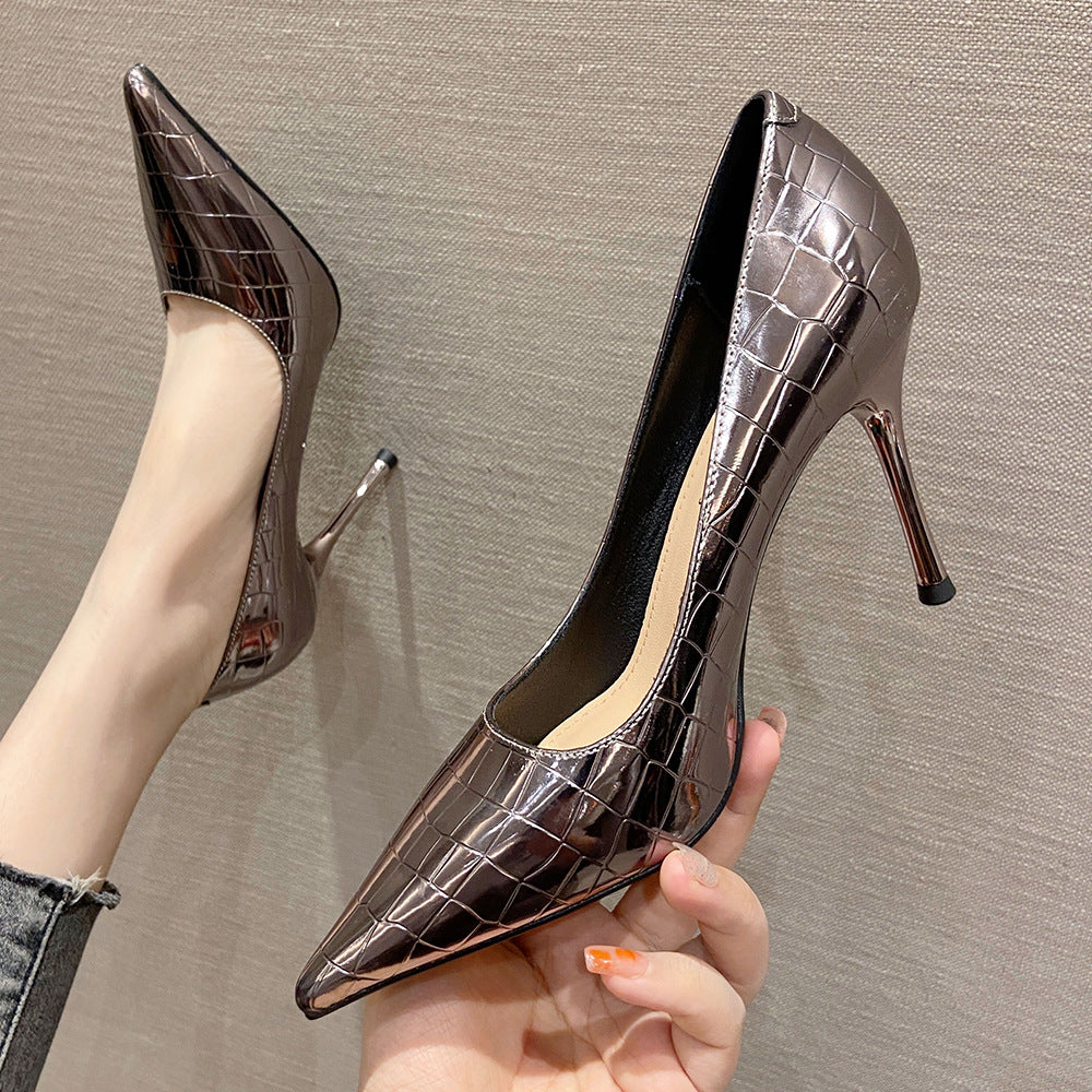 Sarah Express Patent Leather Pointed Toe Stiletto Heels