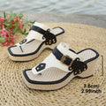Sarah Express Chunky Heel Square Toe Buckle Sandals White