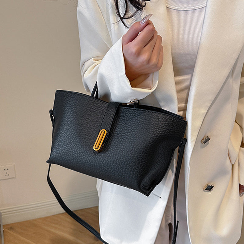 Sarah Express Litchi Pattern Structured Shoulder Bucket Bag