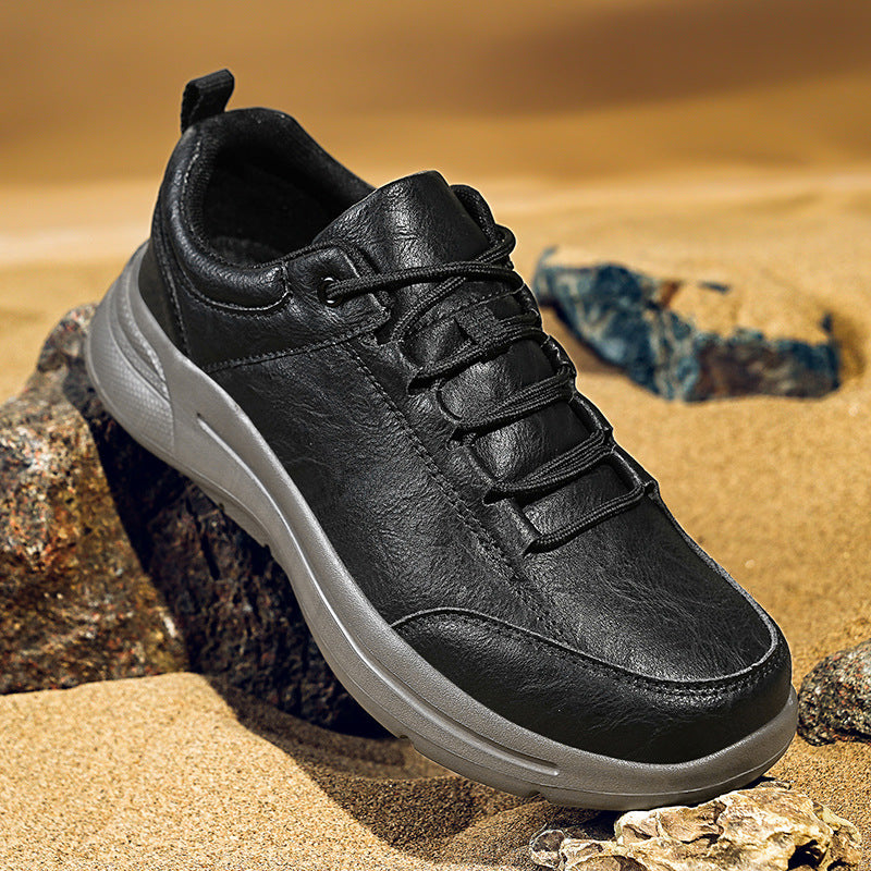 Sarah Express Men's British-Style Microfiber Leather Low-Top Sneakers